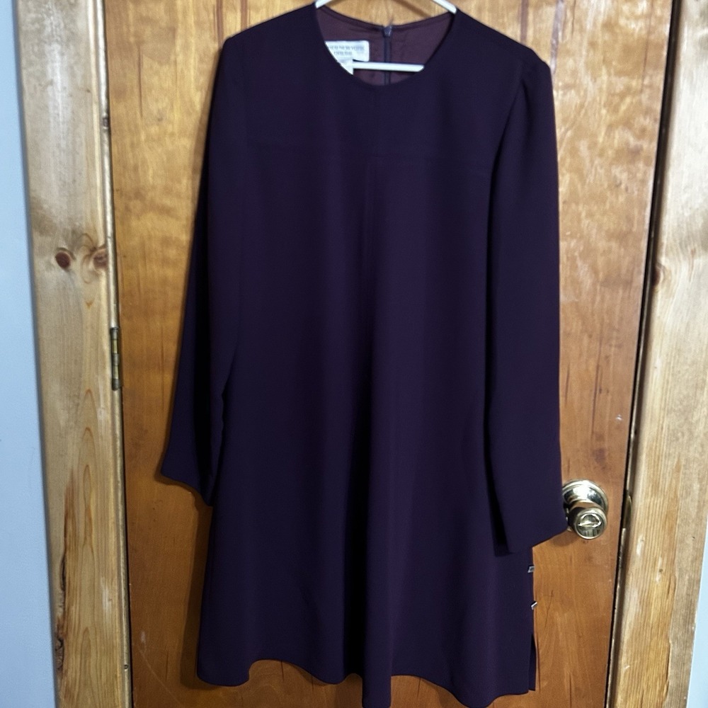 Vtg‎ Jones New York Plum Dress Size 10 Long Sleeve Button Details Shoulder Pads